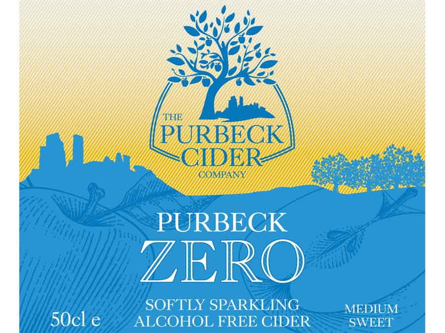 The Purbeck Cider Company's Zero Cider. A refreshing, alcohol-free softly sparkling medium sweet cider made from the finest Dorset apples. Gluten free and vegan. ABV 0.5%