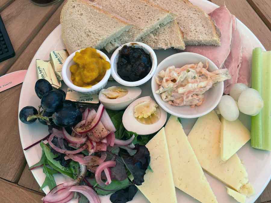 Glastonbury and or Wiltshire Cure Ham Ploughman's. One of our Blackboard Specials at the Old Ox Shillingstone Dorset