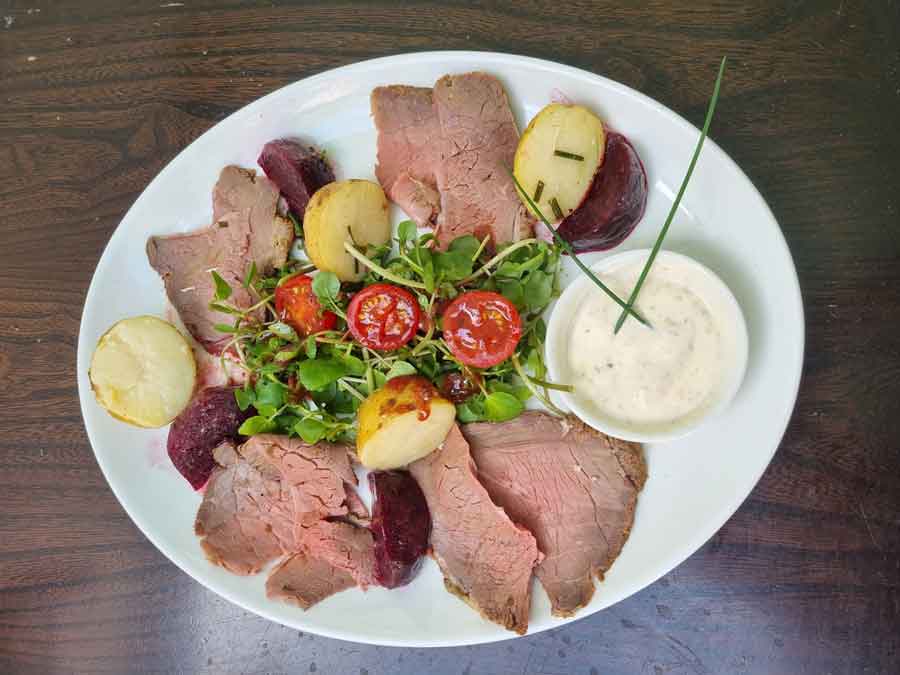 Beef salad at the Old Ox Shillingstone Dorset